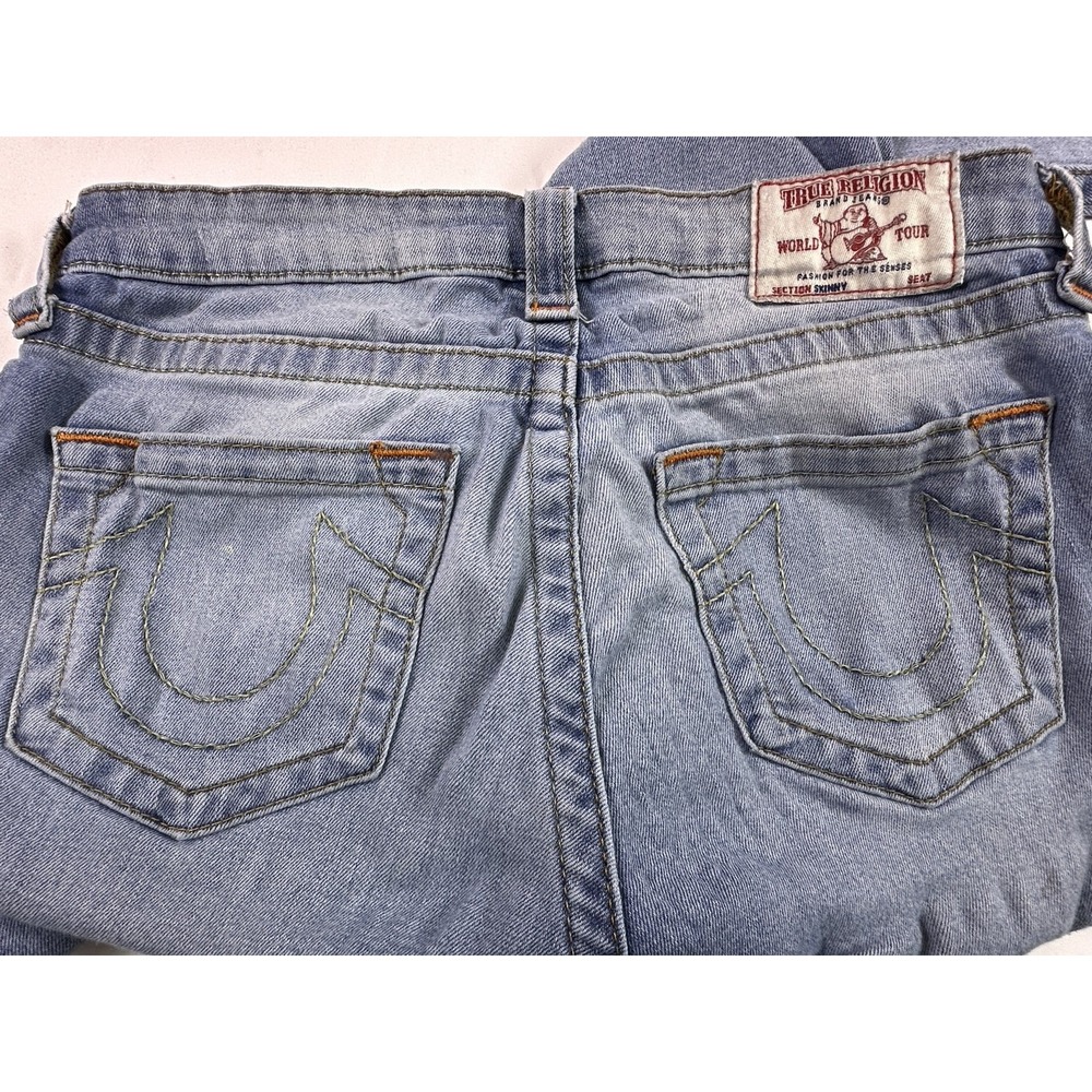 True Religion Women Curvy Skinny‎ Blue Jeans Demin Light Wash Mid Rise Size 27